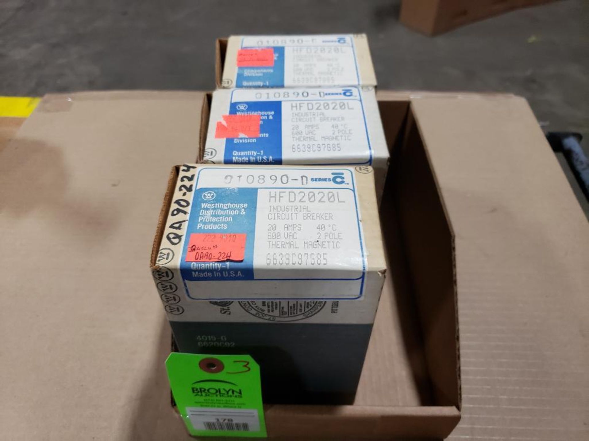 Qty 3 - Westinghouse HFD2020L industrial circuit breaker. New in box. - Image 2 of 7