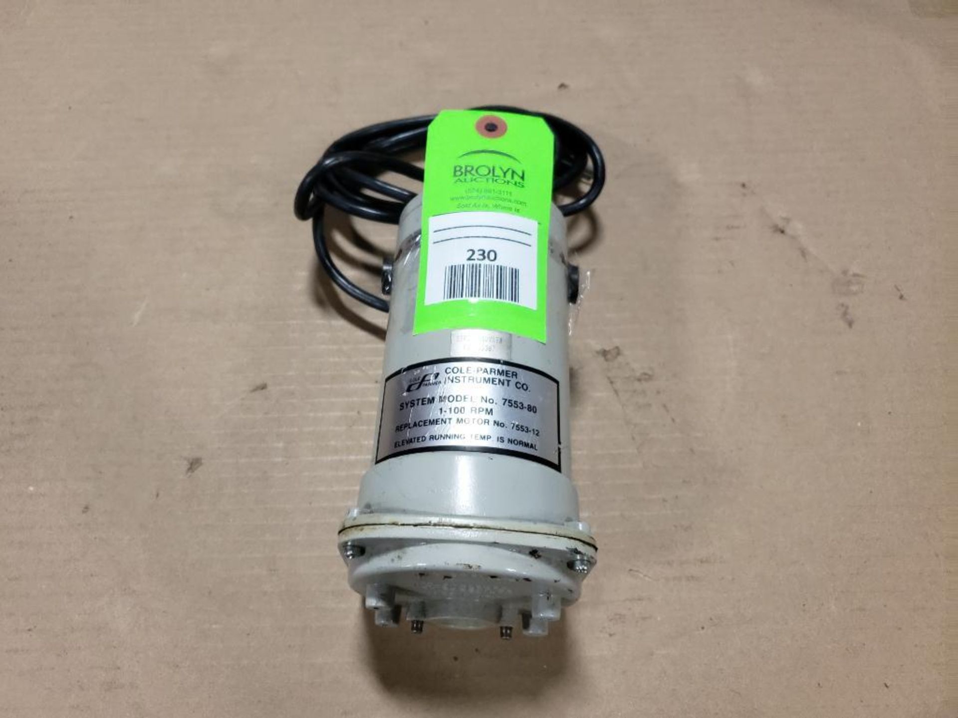 Cole-Parmer 7553-80 pump drive motor.