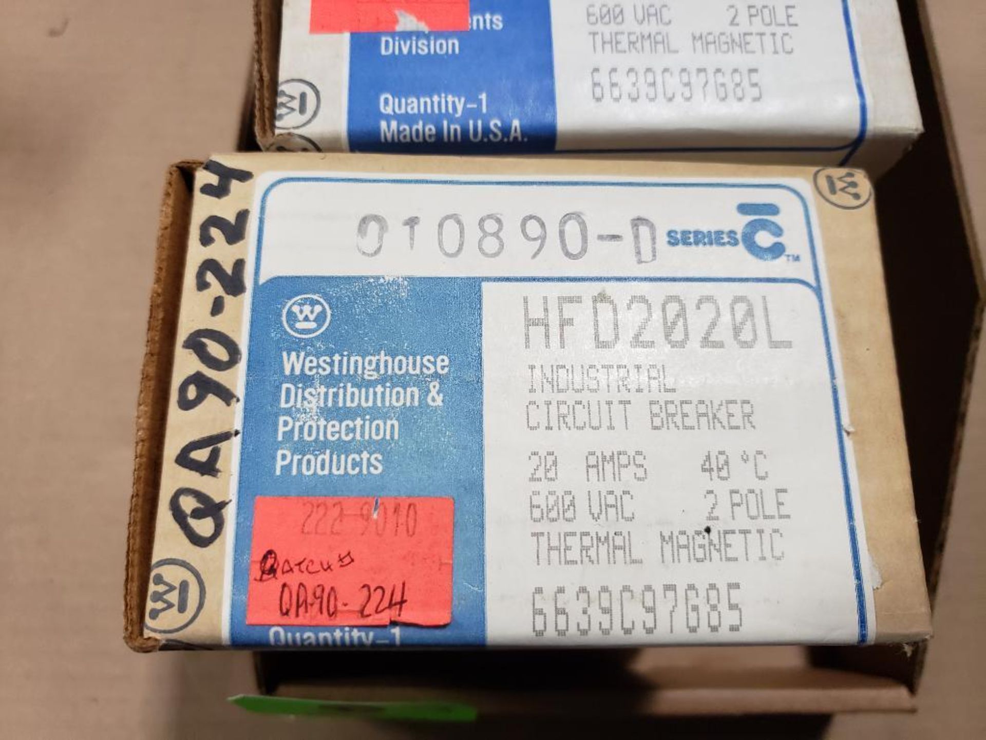 Qty 3 - Westinghouse HFD2020L industrial circuit breaker. New in box. - Image 3 of 7