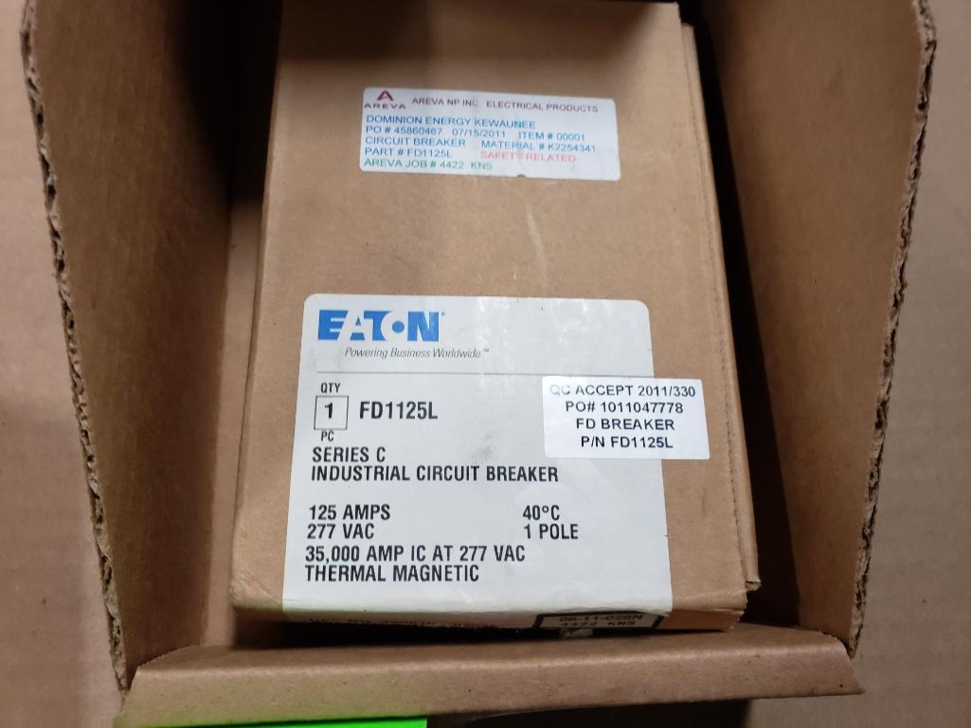 Qty 4 - Eaton FD1125L industrial circuit breaker. New in box. - Image 5 of 8
