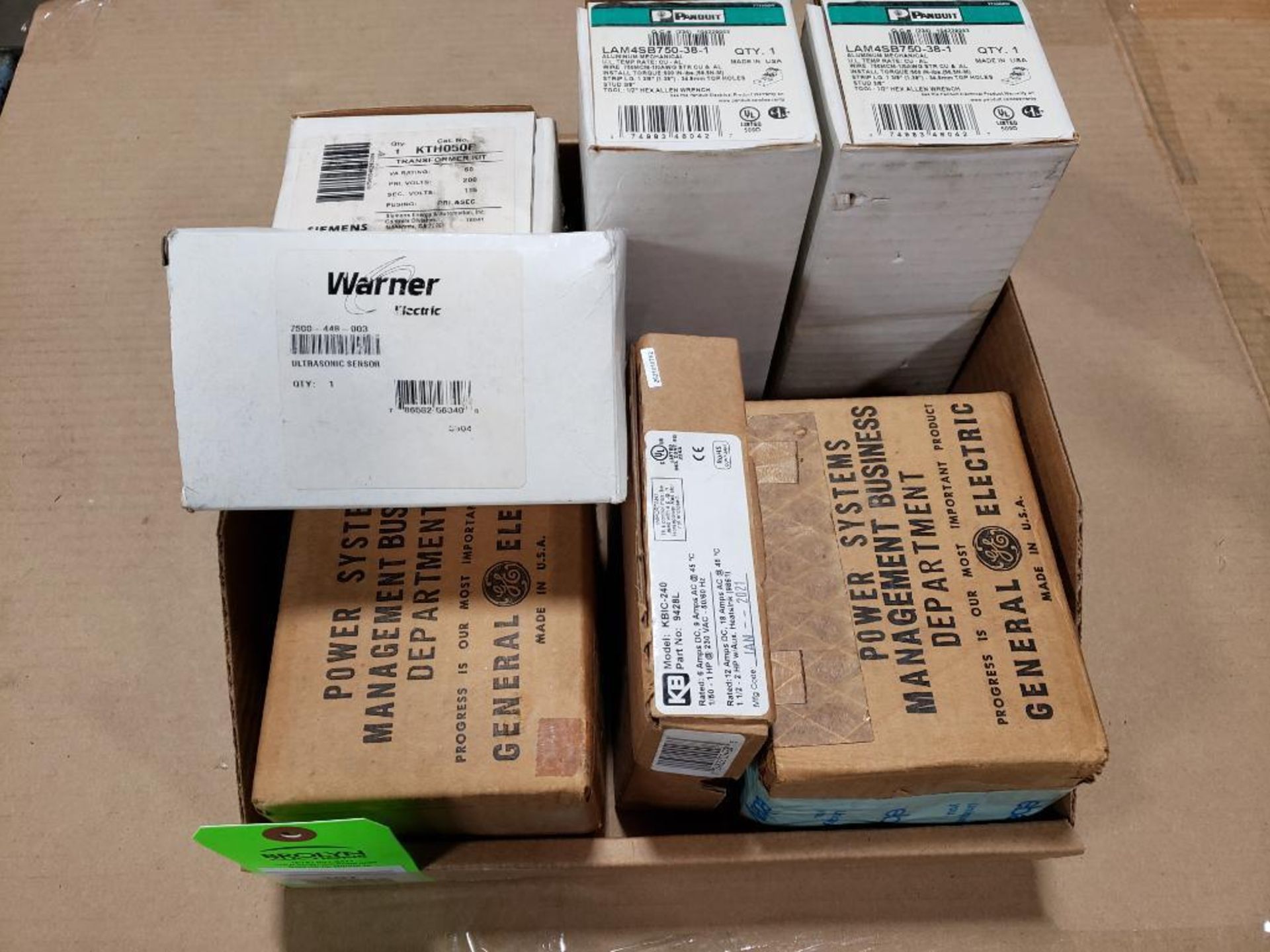 Assorted electrical. Panduit, Warner, GE. New in box.