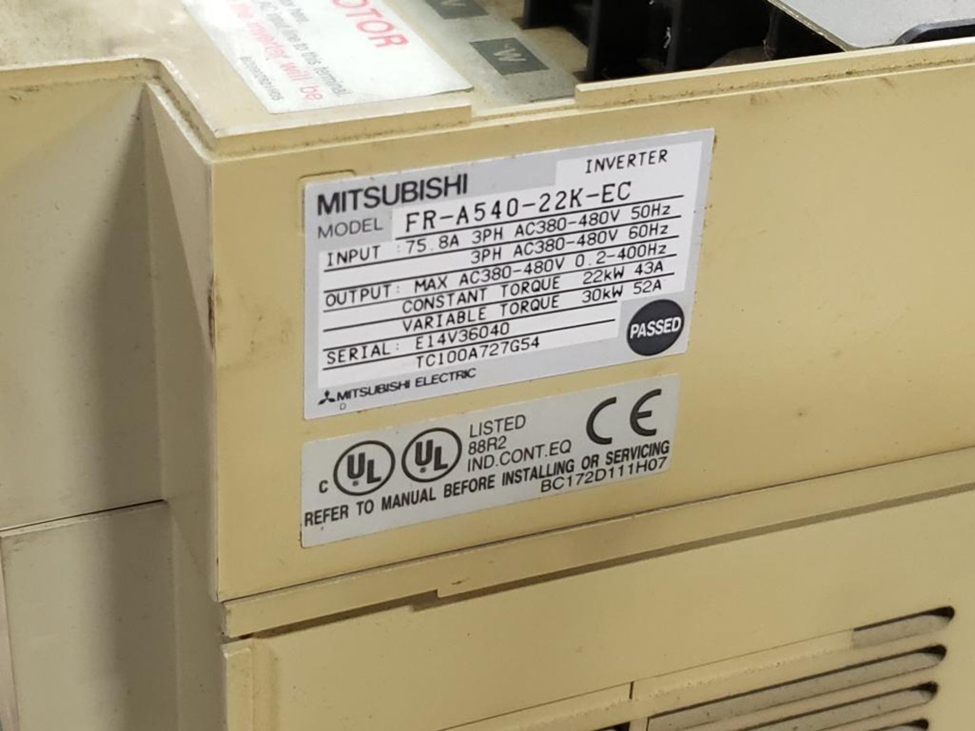 Mitsubishi FR-A540-22K-EC inverter drive. - Image 6 of 7