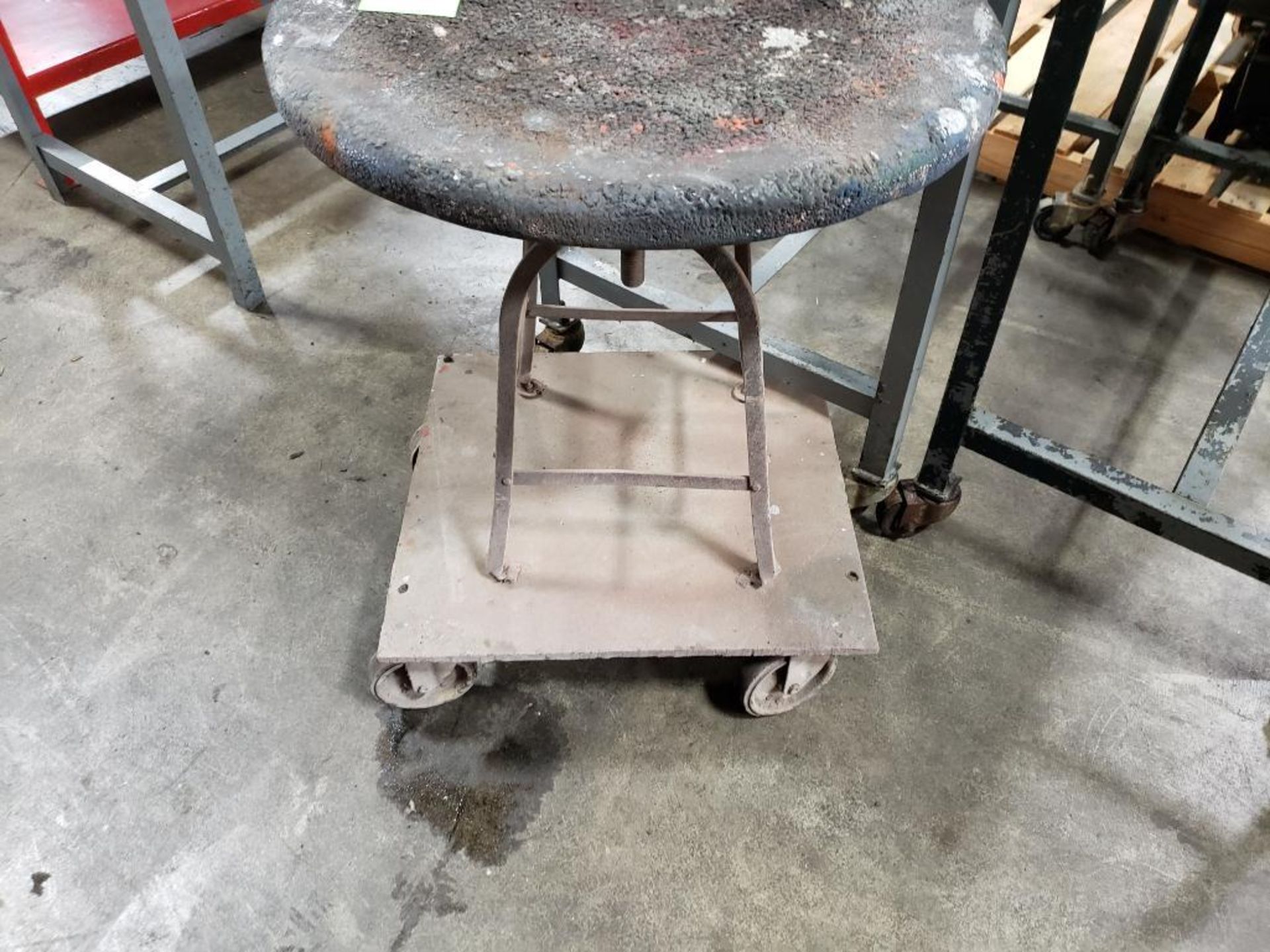 Qty 3 - Industrial metal rolling work table. 36x24x36, 36x24x36, 25x25x30 WxDxH. - Image 2 of 4