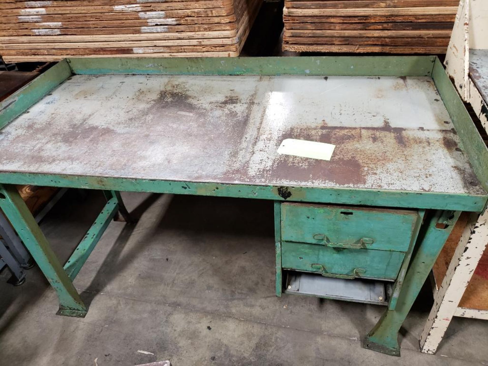 Qty 2 - Industrial work bench and table. 60x28x37, and 40x25x46 WXDXH.