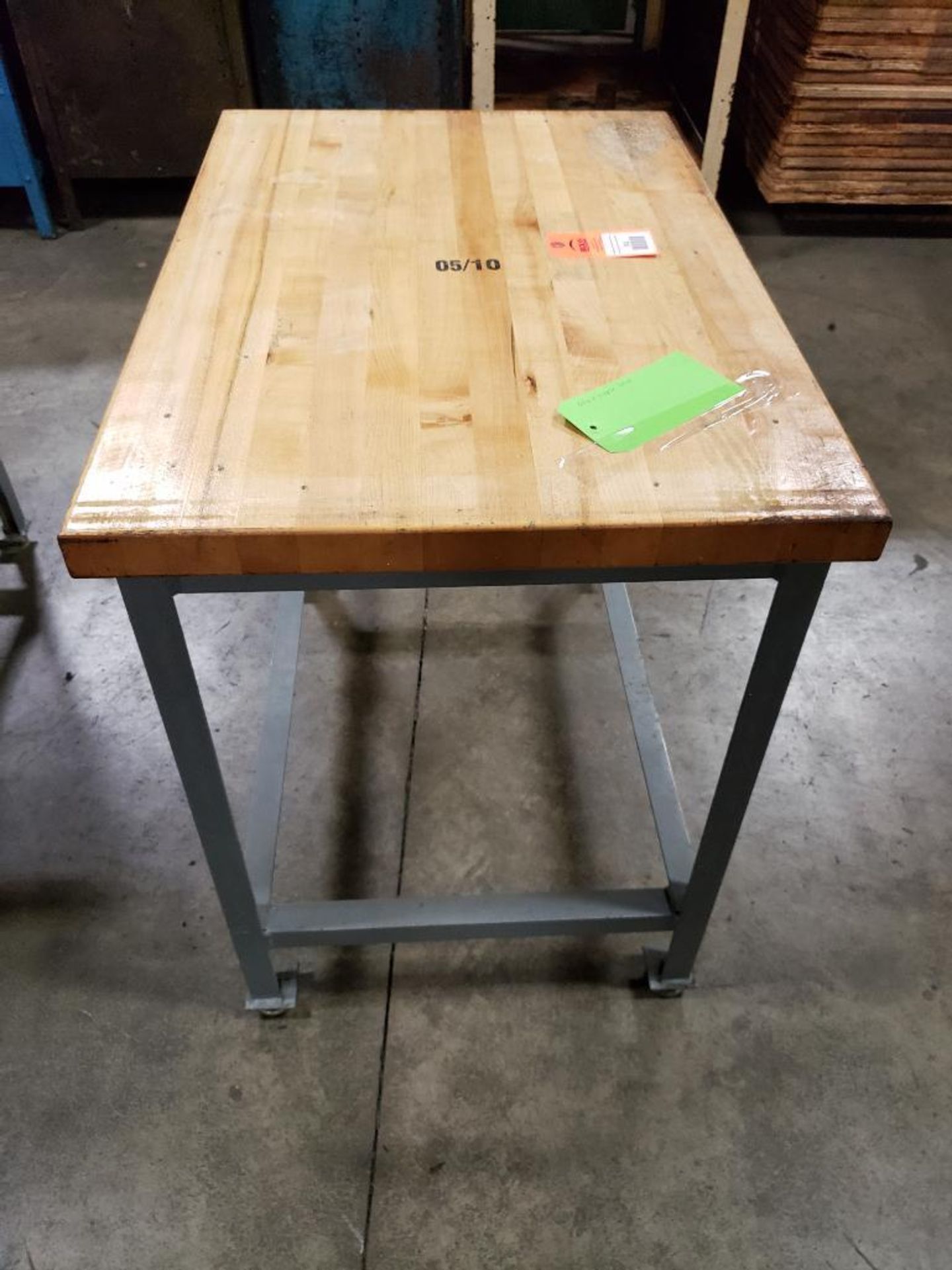 Wood-top Industrial work table. 36x24x32 WxDxH. - Image 2 of 2