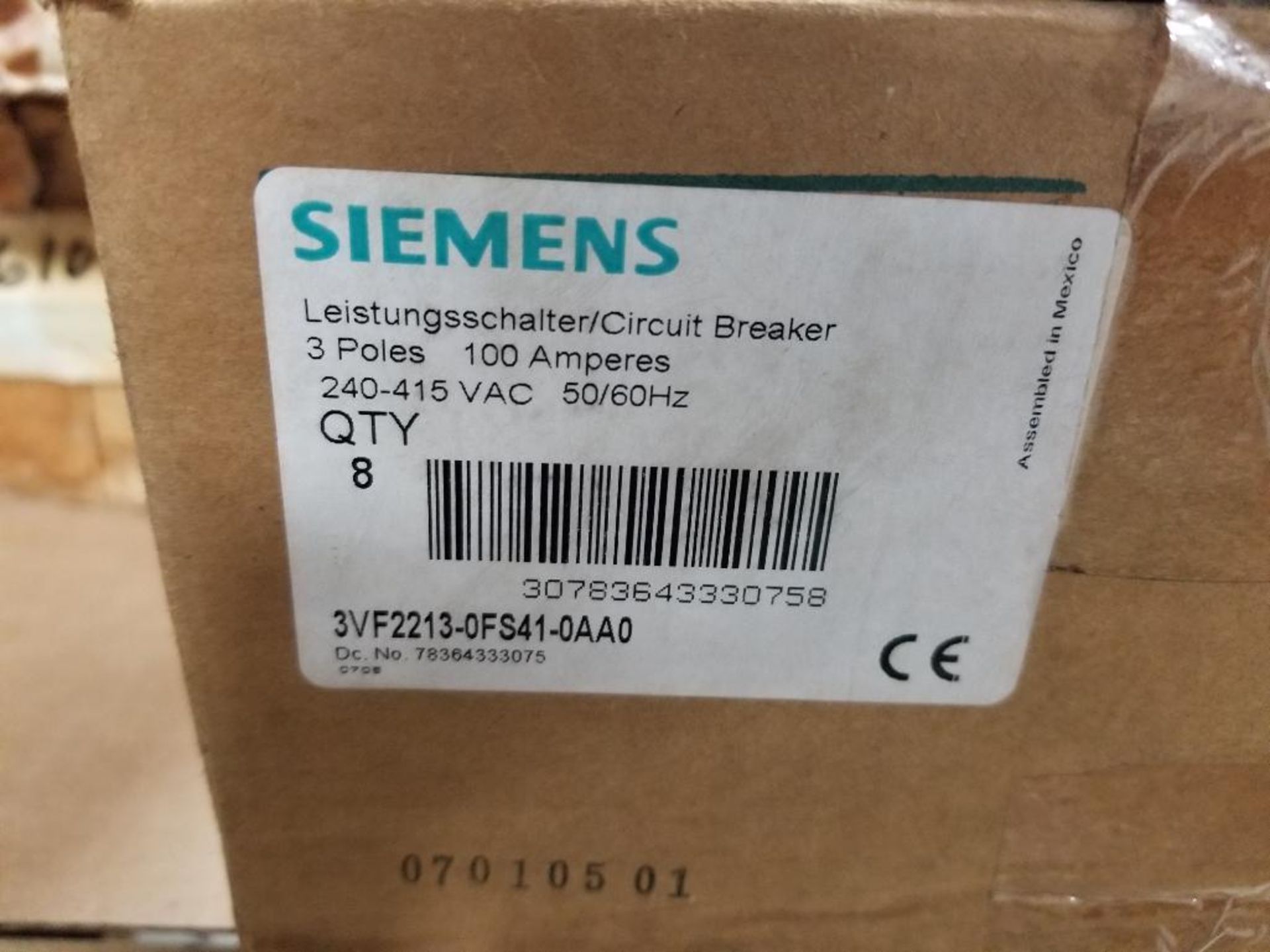 Qty 8 - Siemens 3VF2213-0FS41-0AA0 Circuit breaker. New in box.