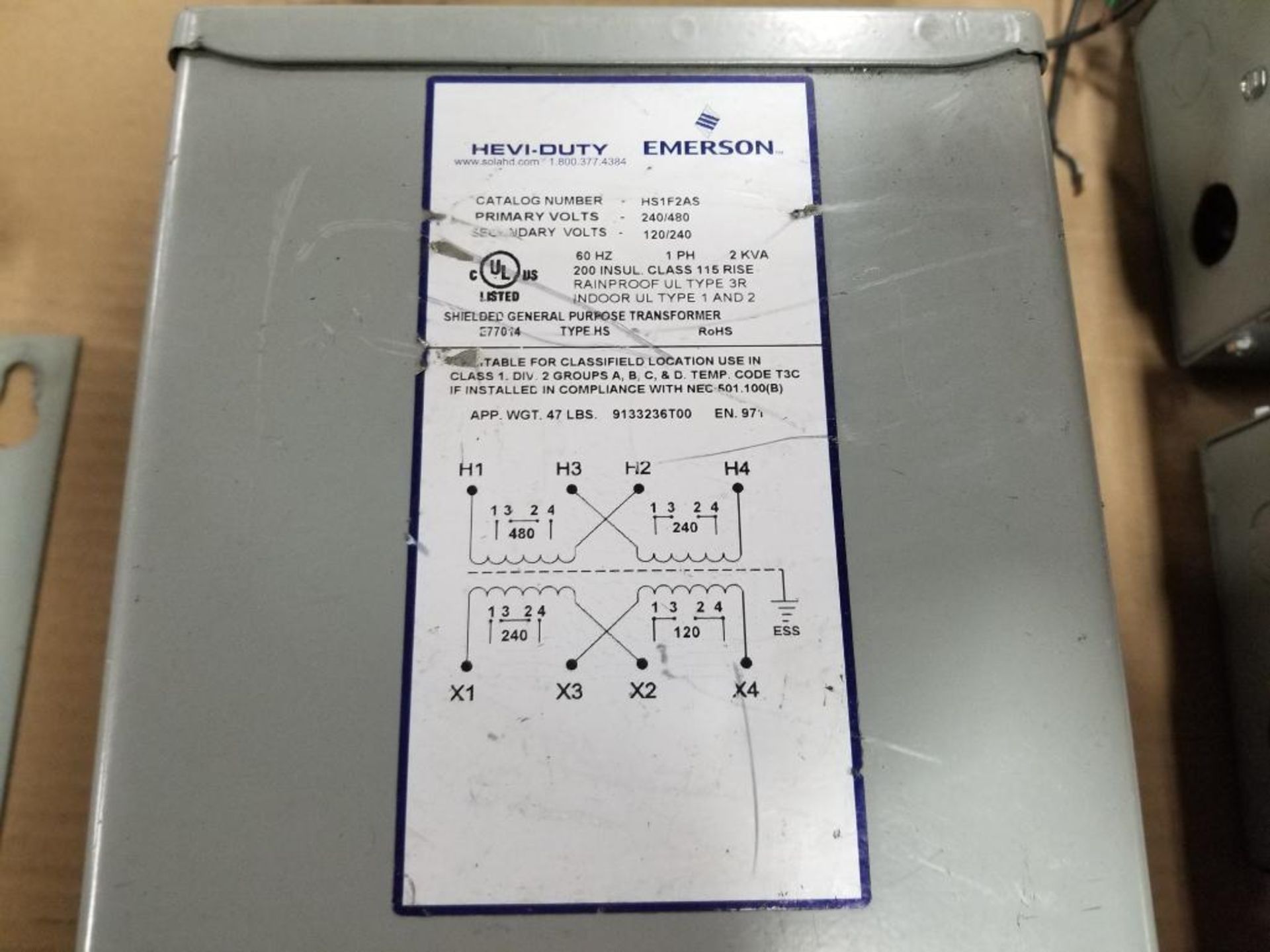 Emerson Hevi-Duty HS1F2AS transformer. - Image 4 of 5