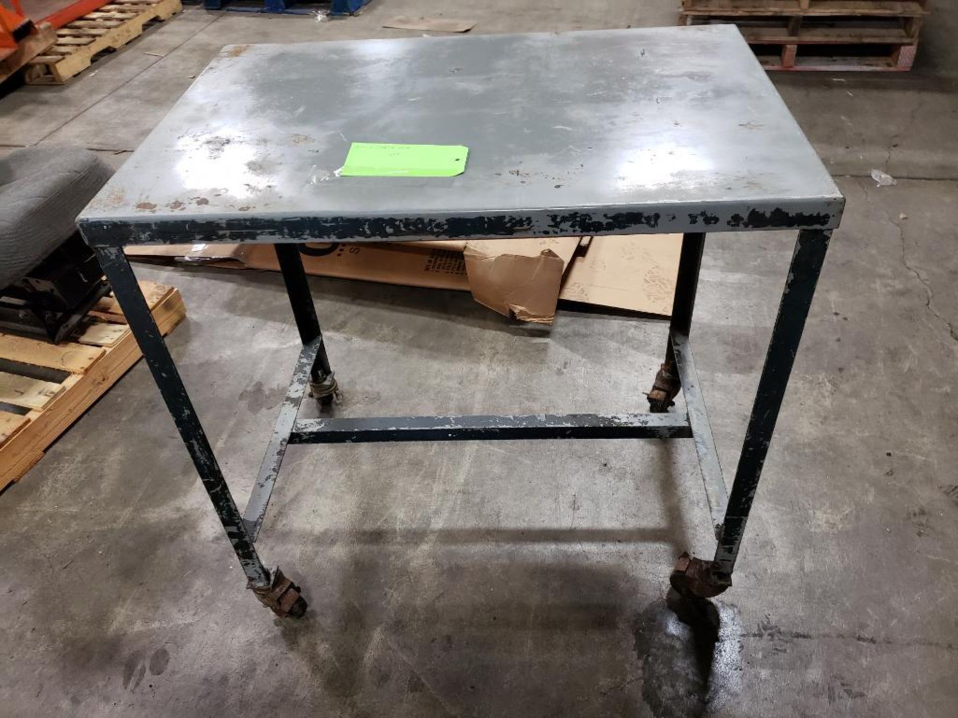 Qty 3 - Industrial metal rolling work table. 36x24x36, 36x24x36, 25x25x30 WxDxH. - Image 4 of 4