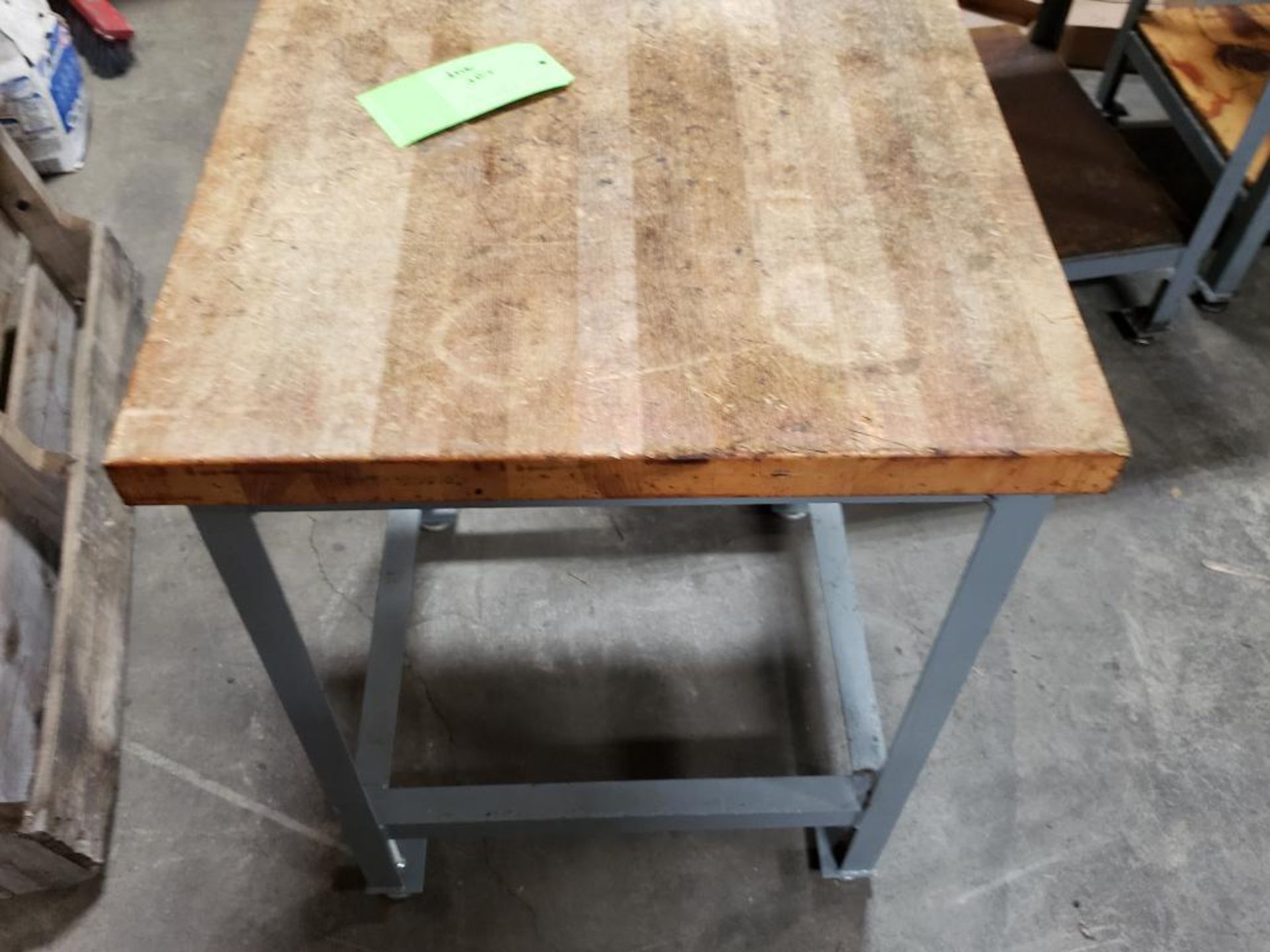 Wood-top Industrial work table. 36x24x32 WxDxH. - Image 5 of 5