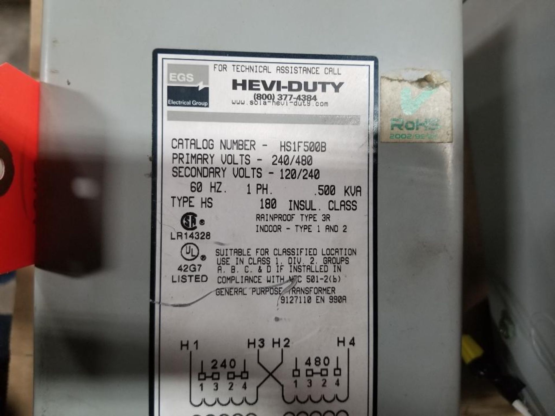 EGS Hevi-Duty HS1F500B transformer. - Image 3 of 5