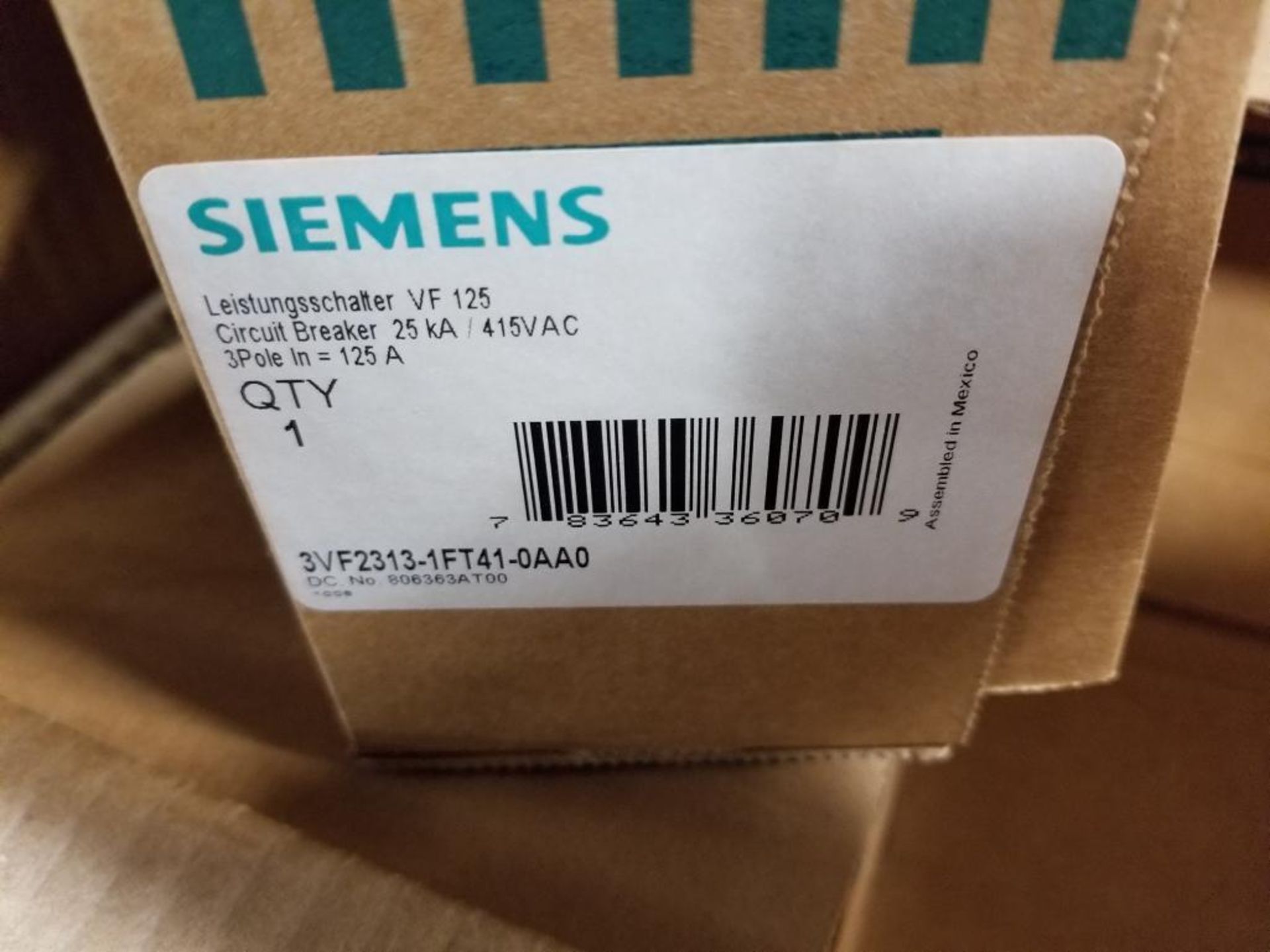 Qty 6 - Siemens 3VF2313-1FT41-0AA0 Circuit breaker. New in box. - Image 5 of 6