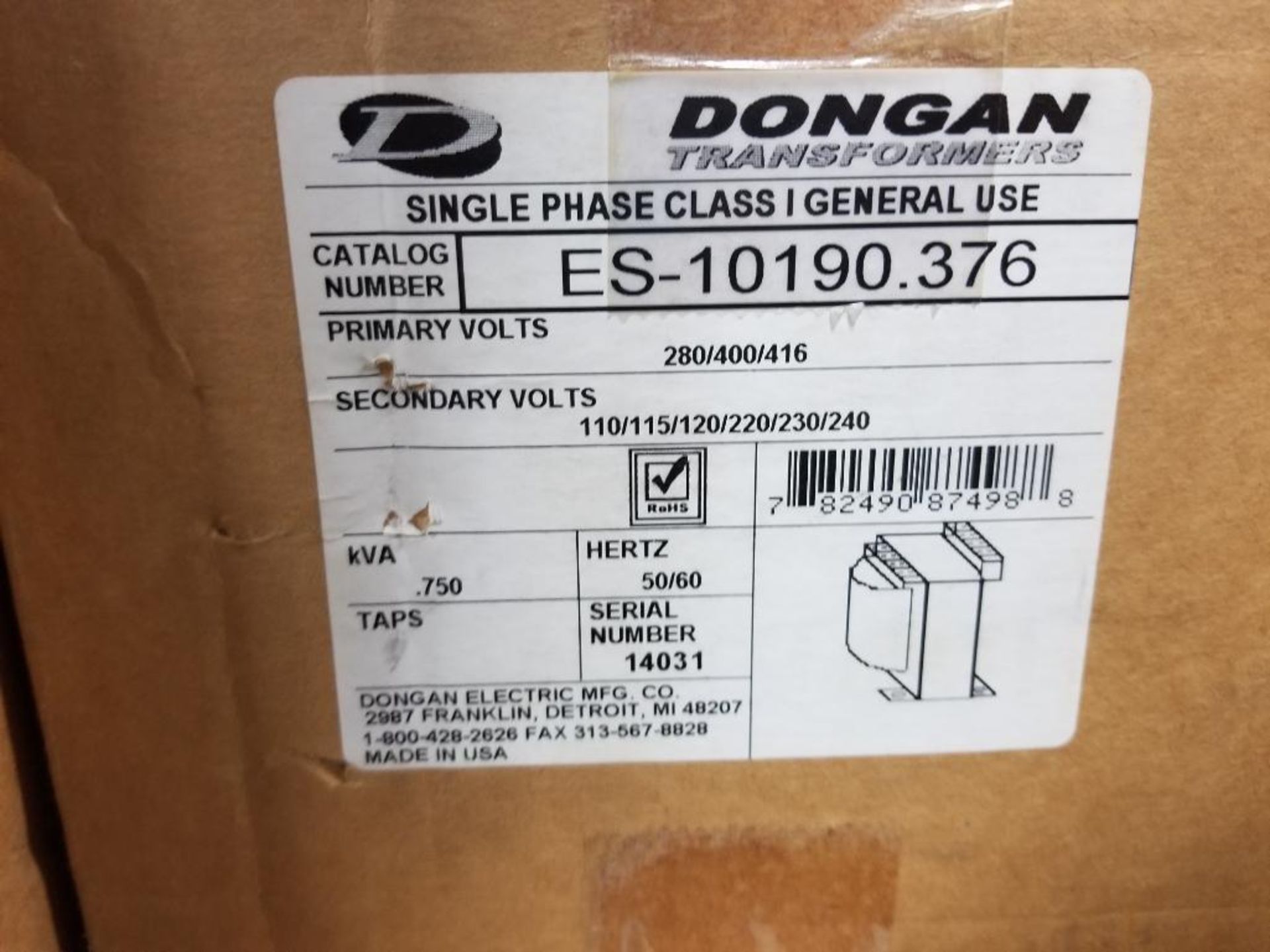 Dongan transformers general use single phase. ES-10190.376. New in box. - Image 2 of 3