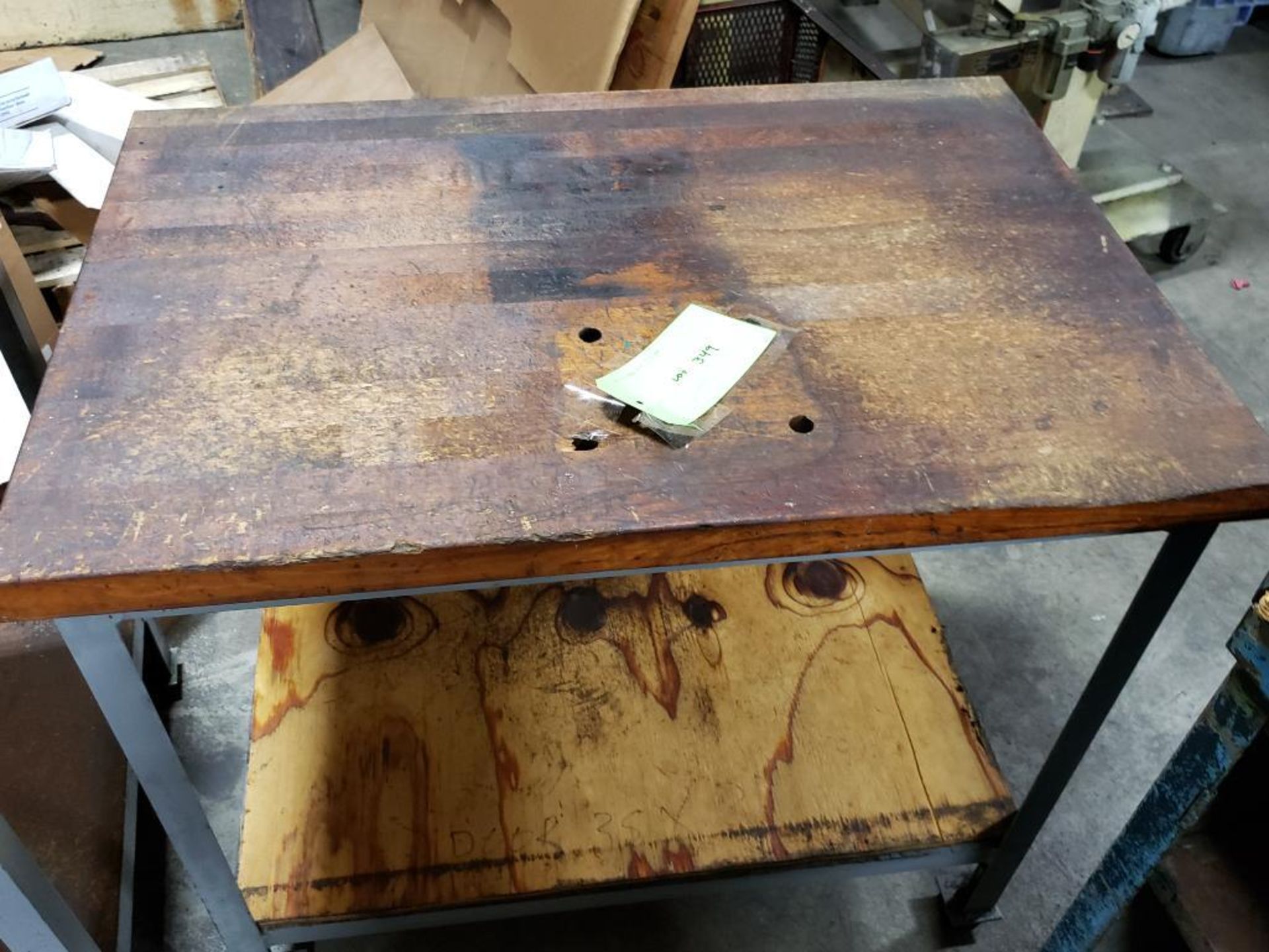 Wood-top Industrial work table. 36x24x32 WxDxH. - Image 2 of 5