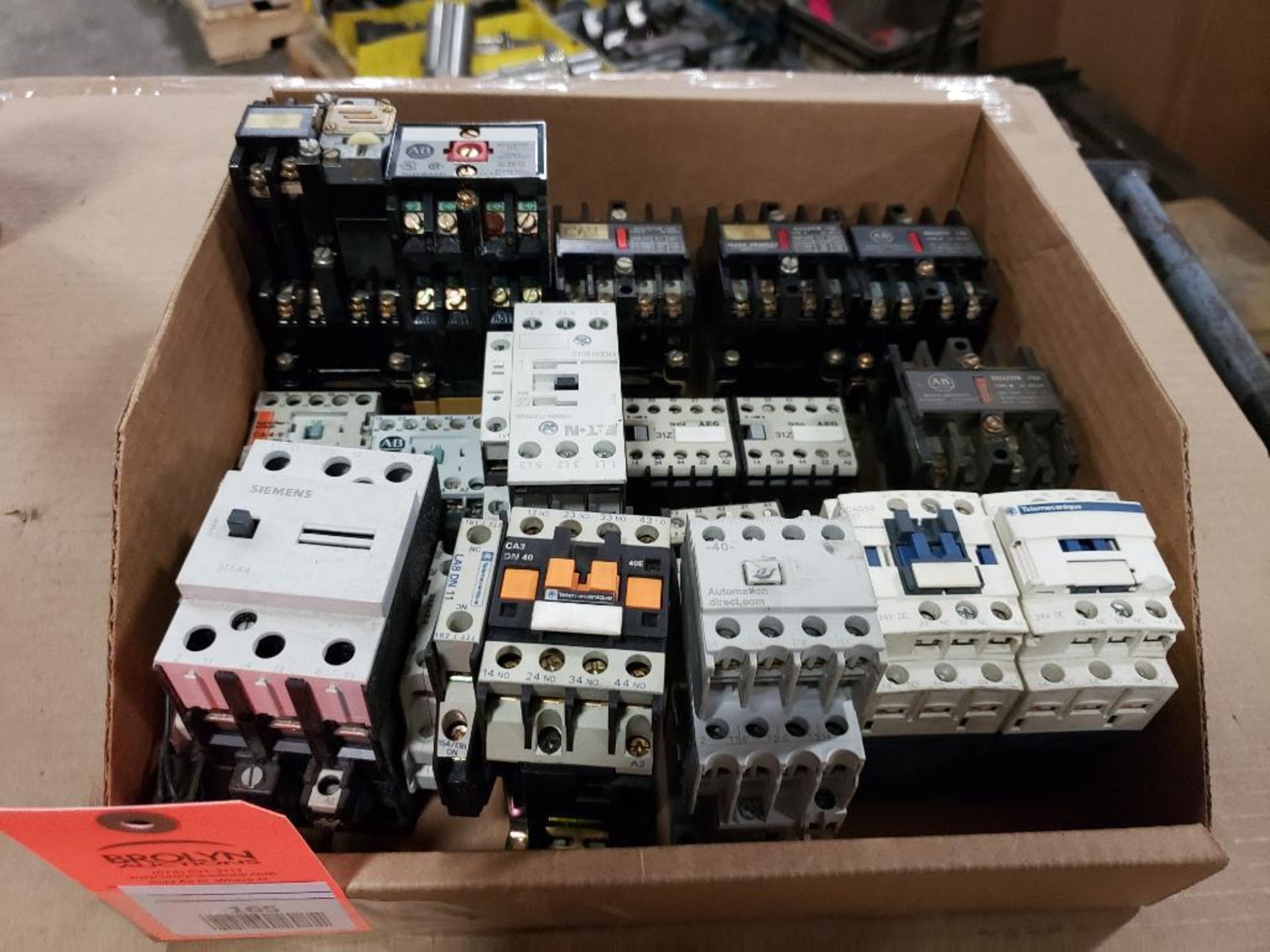 Assorted electrical contactor, motor protector, relay. Siemens, Telemecanique, Allen Bradley.