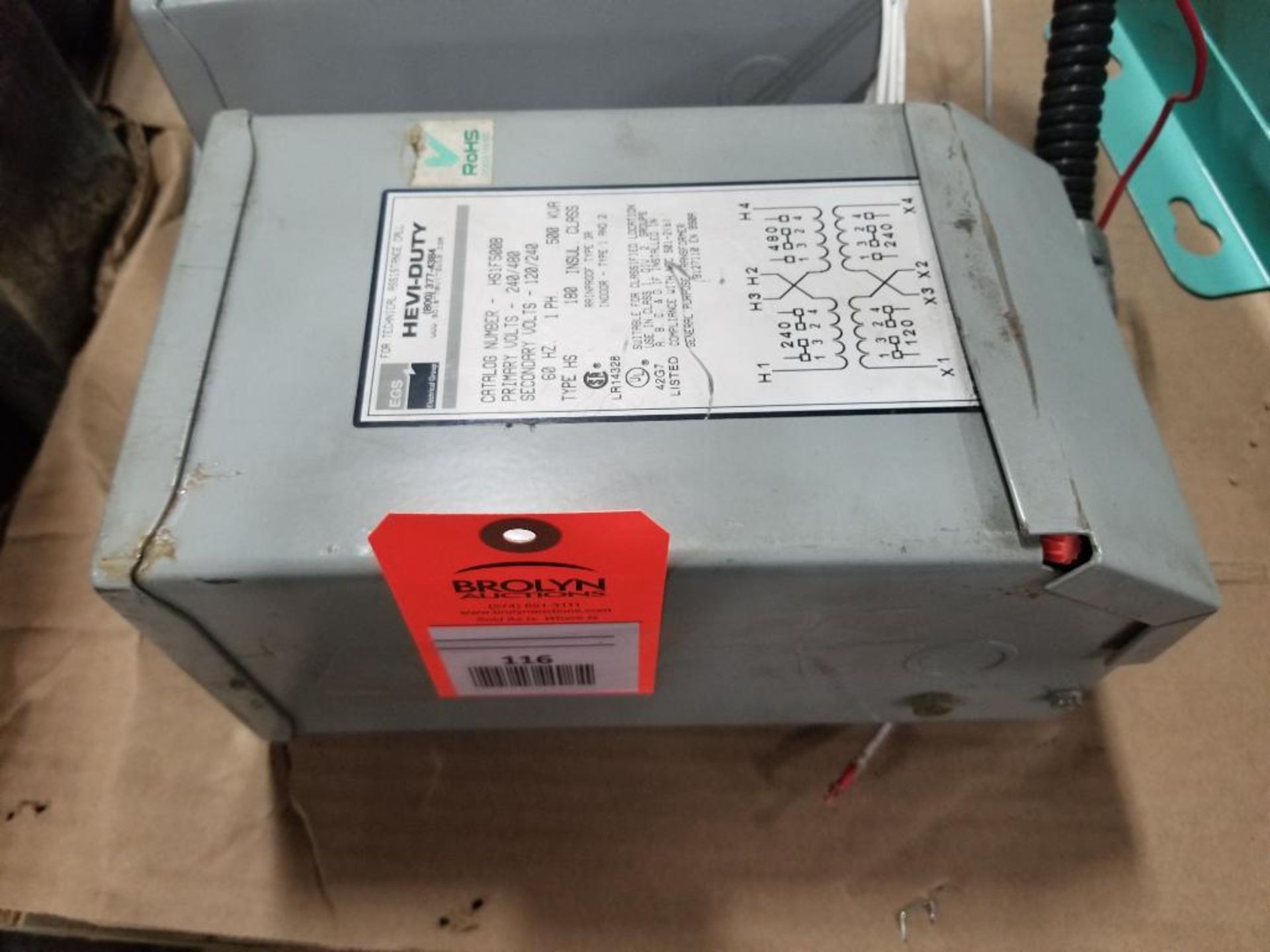 EGS Hevi-Duty HS1F500B transformer.