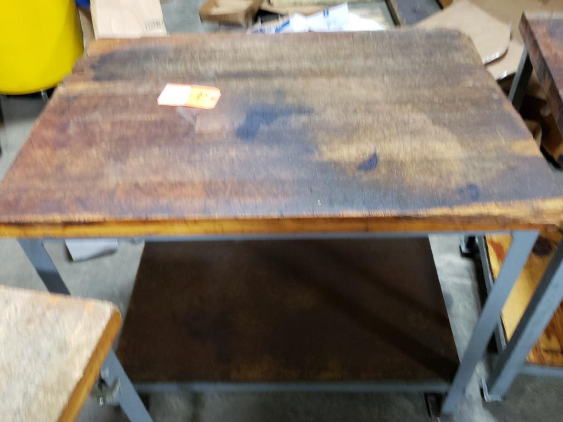 Wood-top Industrial work table. 36x24x32 WxDxH. - Image 3 of 5