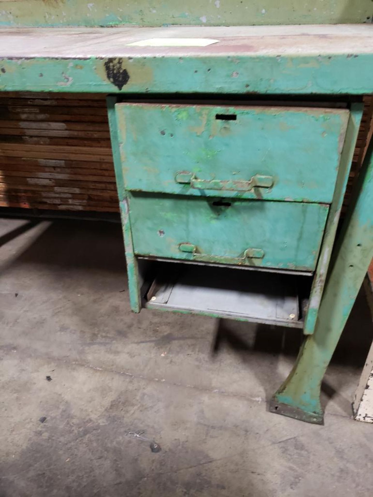 Qty 2 - Industrial work bench and table. 60x28x37, and 40x25x46 WXDXH. - Image 8 of 8