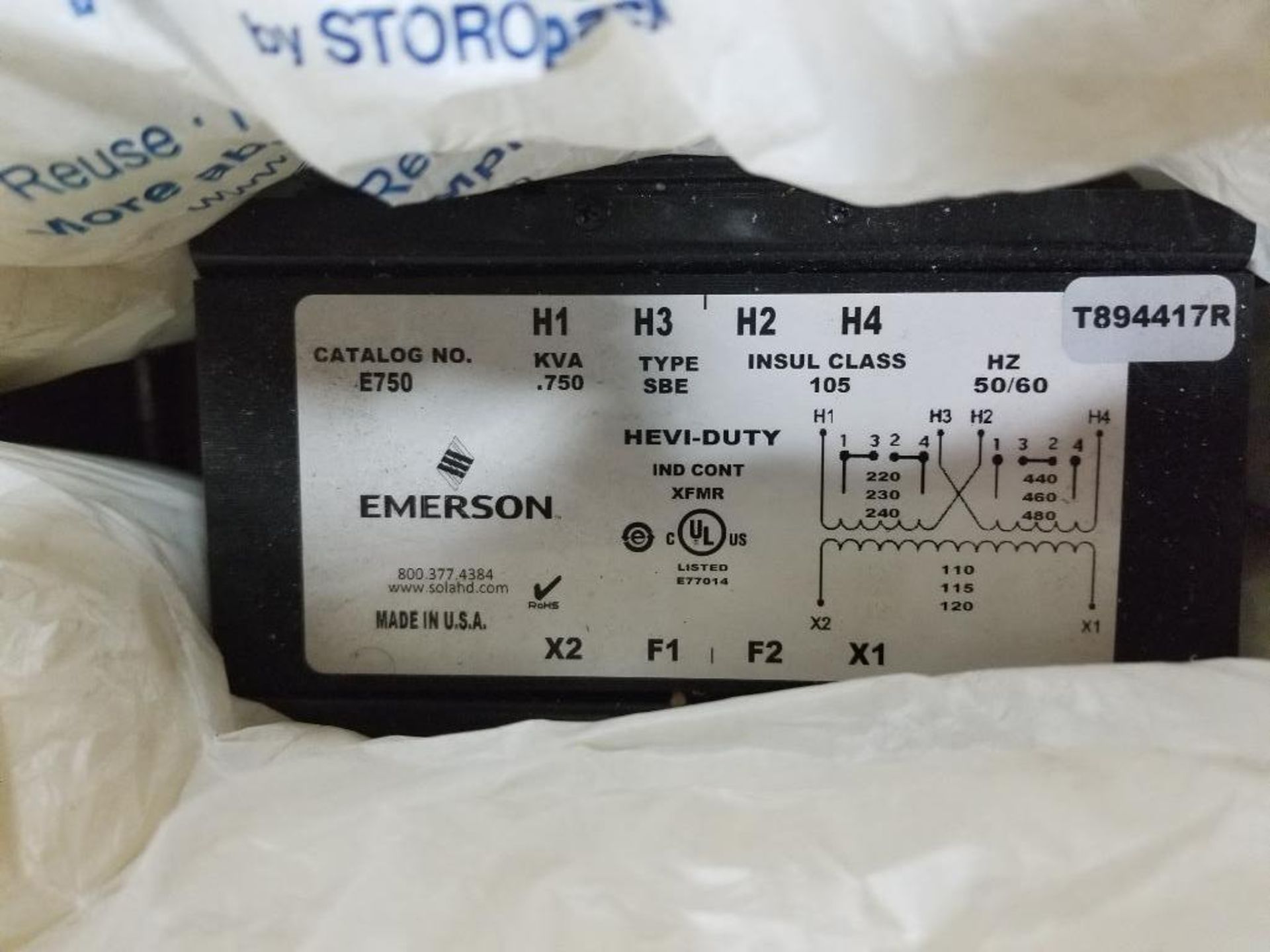 Emerson Hevi-Duty E750 industrial control transformer. New in box. - Image 3 of 4