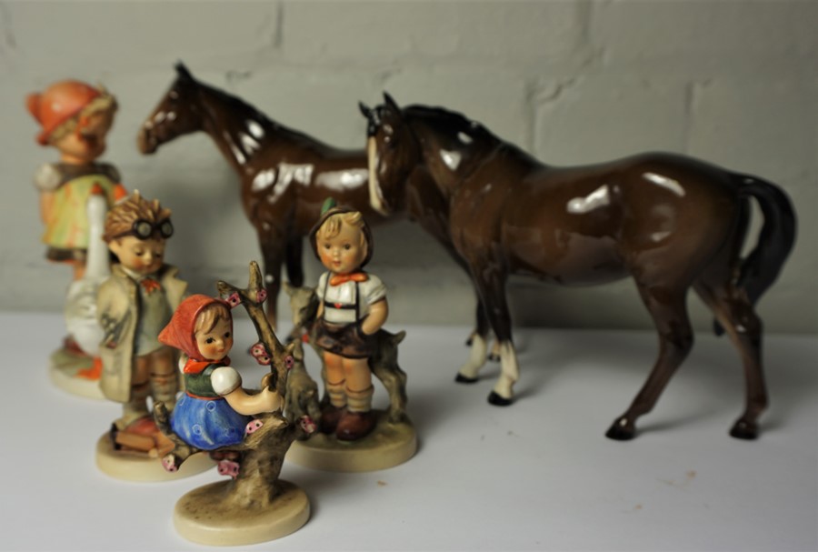 Eight Assorted Hummel and Goebel Figures, Also with two Beswick Horses, (10) - Image 3 of 4