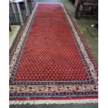 Sarough Rug, On a Red Ground with Cream Border, 423cm x 123cm