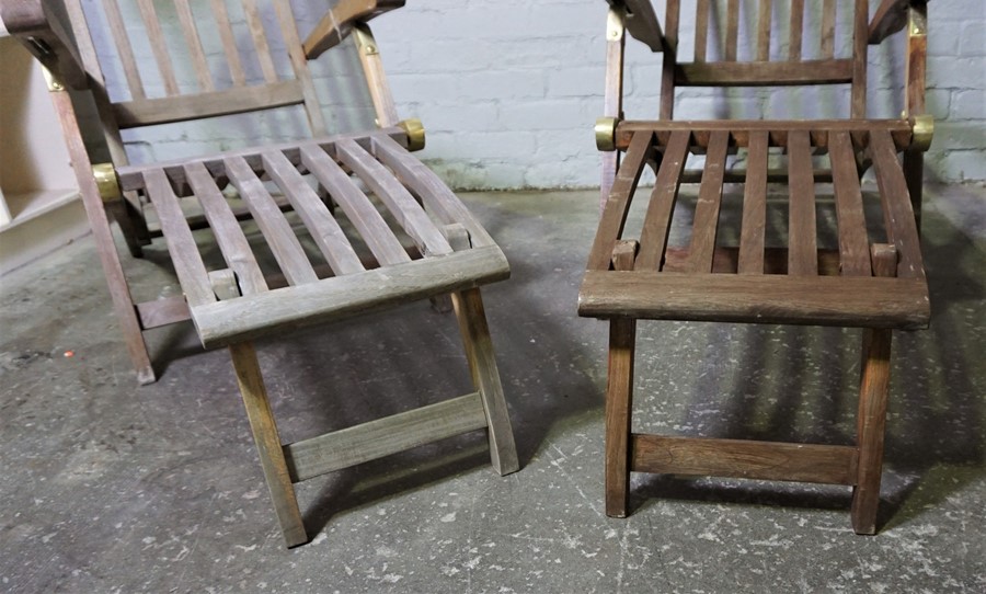 Two Folding Ships Style Deck Chairs, Both Having Brass Mounts, 94cm, 97cm high, (2)Condition - Image 4 of 4