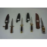 Four Assorted Hunting Knives / Daggers, To include one example with an Antler grip, One with a