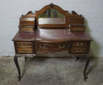 Ladies Mahogany Desk, Having a Mirrored Section, Flanked with a Stationery Compartment, Above Fitted