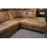 Brown Leather Corner Sofa (Approx. 2.2m x 1.9m x 0.95m Deep x 0.9m High)