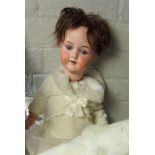 Armand Marseilles Porcelain Doll, No 390, Also with another Porcelain Doll in a Painted Crib, (a