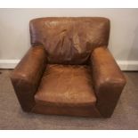 Brown Leather Armchair, 84cm high