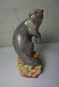 Meissen Figure of an Otter, 25cm high, Crossed Sword Mark and Number 1221 to the Underside Condition