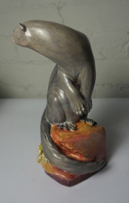 Meissen Figure of an Otter, 25cm high, Crossed Sword Mark and Number 1221 to the Underside Condition - Image 3 of 4