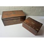 Victorian Walnut and Brass Bound Writing Slope, Having a Fitted Interior, With a Victorian