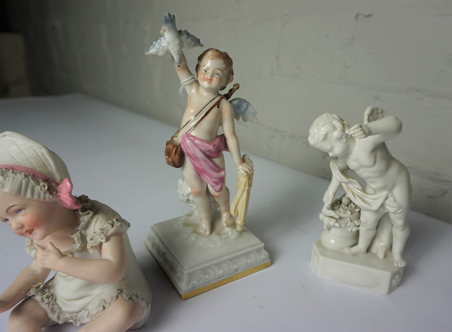 Four Assorted Continental Porcelain Figures, Modelled as Putti, Also with a small Porcelain Bust - Image 3 of 4