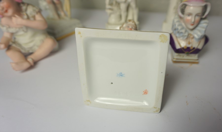 Four Assorted Continental Porcelain Figures, Modelled as Putti, Also with a small Porcelain Bust - Image 4 of 4