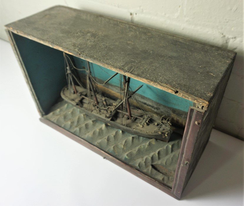 Model Boat, In a Wood Display Case, Named Dunstoneorough, Boat 20cm high, 36cm wide - Image 3 of 5