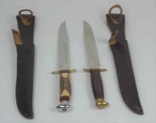 Linder of Germany, "Arkansas Toothpick" Two Hunting Knives, Marked Solingen Germany to Blade to