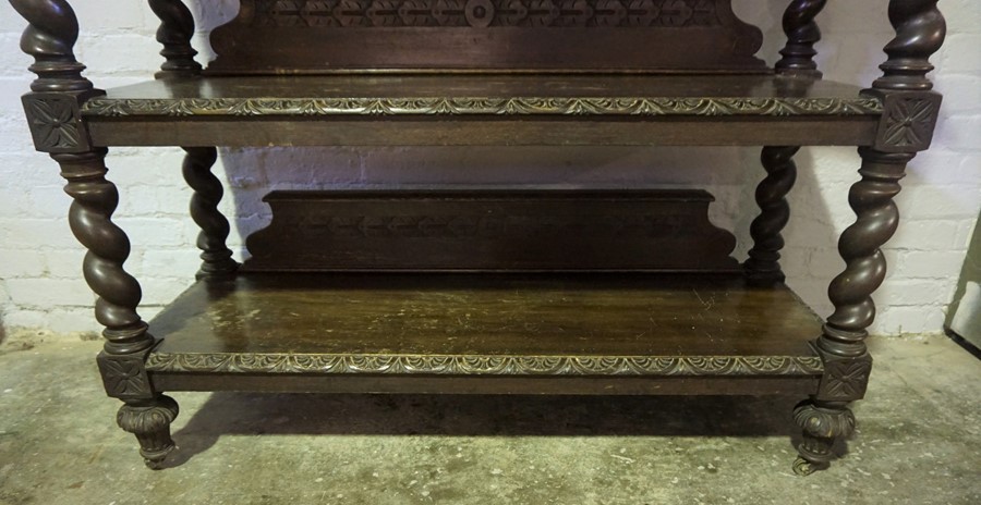 Victorian Oak Buffet Stand, Raised on Castors, 154cm high, 139cm wide, 53cm deep - Image 2 of 7