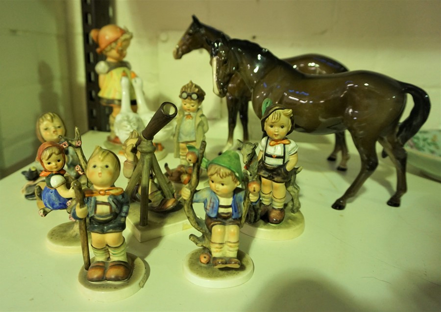 Eight Assorted Hummel and Goebel Figures, Also with two Beswick Horses, (10) - Image 4 of 4