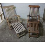 Two Folding Ships Style Deck Chairs, Both Having Brass Mounts, 94cm, 97cm high, (2)Condition