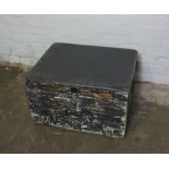 Painted Pine and Metal Bound Chest, 39cm high, 66cm wide, 55cm deep