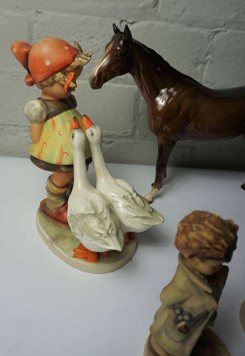 Eight Assorted Hummel and Goebel Figures, Also with two Beswick Horses, (10) - Image 2 of 4