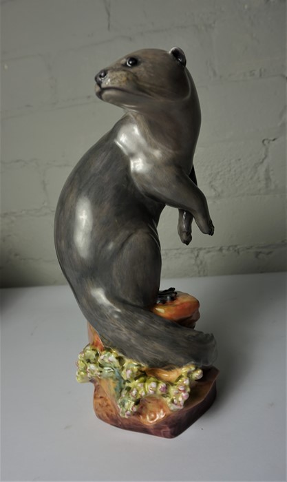 Meissen Figure of an Otter, 25cm high, Crossed Sword Mark and Number 1221 to the Underside Condition - Image 2 of 4