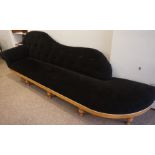 Victorian Style Chaise Longue, Upholstered in Velour, 93cm high, 261cm wide, 75cm deep