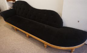 Victorian Style Chaise Longue, Upholstered in Velour, 93cm high, 261cm wide, 75cm deep