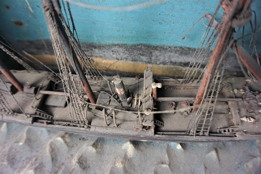 Model Boat, In a Wood Display Case, Named Dunstoneorough, Boat 20cm high, 36cm wide - Image 5 of 5