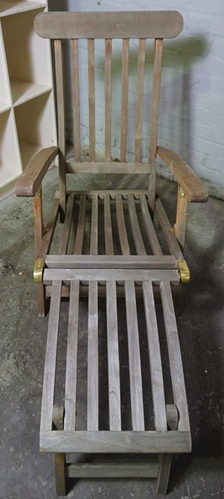 Two Folding Ships Style Deck Chairs, Both Having Brass Mounts, 94cm, 97cm high, (2)Condition - Image 3 of 4