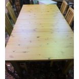 Modern PIne Dining Table, 80cm high, 204cm long, 84cm wide, With a set of Six Chairs, (7)