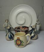 Box of Pottery and China, To include a Japanese Imari Bowl, Masons Pottery etc