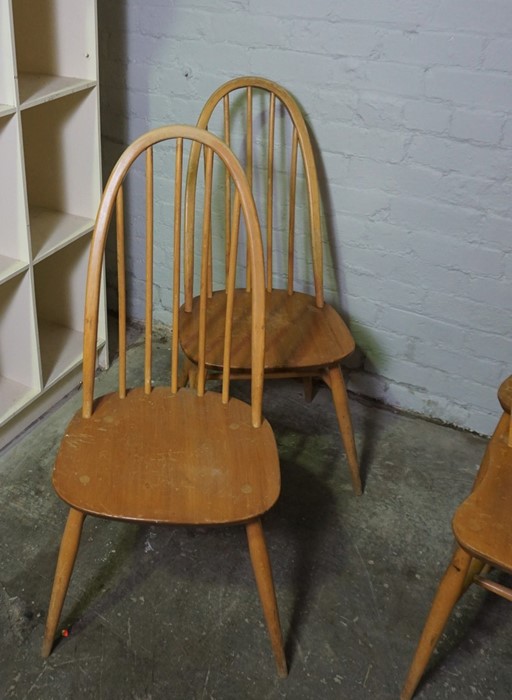 Two Pairs of Ercol Windsor style Chairs, 87cm, 95cm high, With a similar Pair of Chairs, (6) - Image 2 of 3